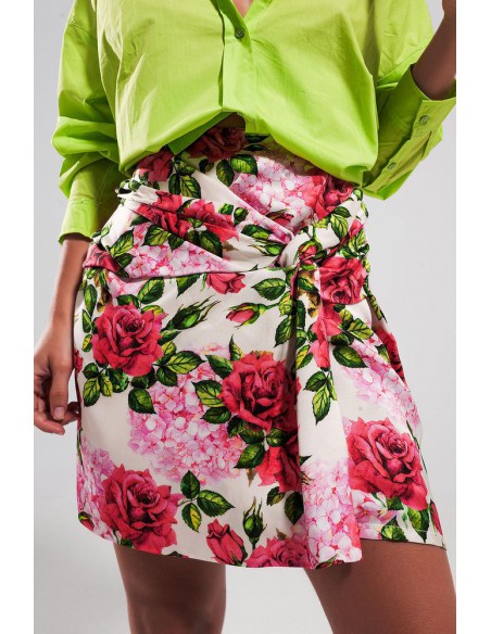 FALDA SATÉN CON ESTAMPADO 