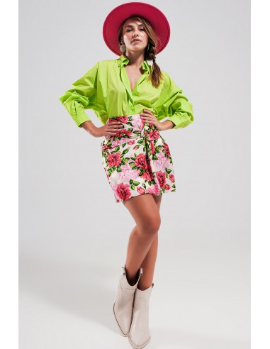 FALDA SATÉN CON ESTAMPADO 