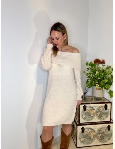 VESTIDO BARDOT BEIGE  2