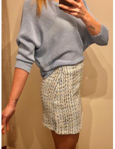 FALDA TWEED CELESTE 