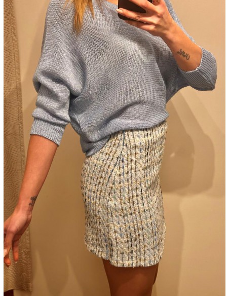 FALDA TWEED CELESTE 