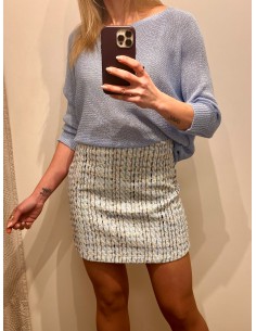 FALDA TWEED CELESTE  2