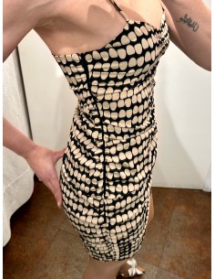 VESTIDO LUNARES BEIGE  2