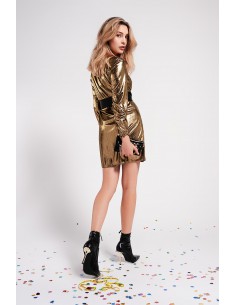 VESTIDO CORTO DORADO CRUZADO  2