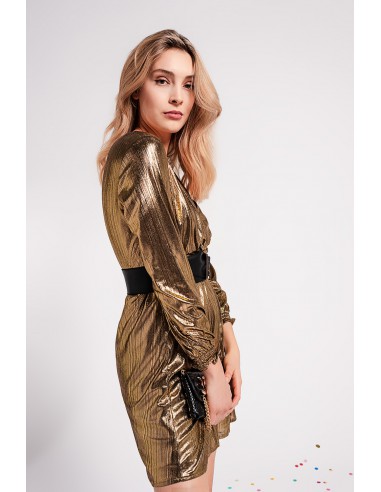 VESTIDO CORTO DORADO CRUZADO Q2