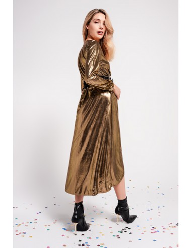 VESTIDO MIDI DORADO CRUZADO Q2