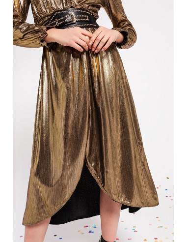 VESTIDO MIDI DORADO CRUZADO Q2