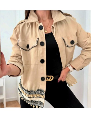 CHAQUETA BORLAS BEIGE 