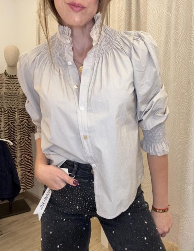 BLUSA CUELLO FRUNCIDO BEIGE 