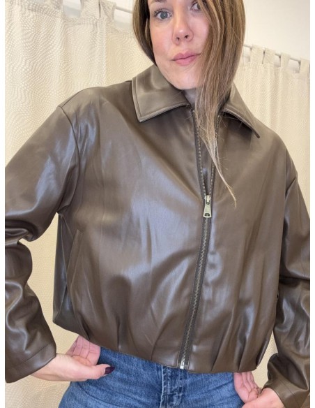 CAZADORA POLIPIEL MARRÓN/KAKI