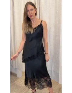 CONJUNTO SATINADO LENCERO NEGRO 