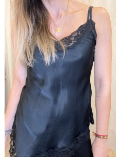 CONJUNTO SATINADO LENCERO NEGRO  2