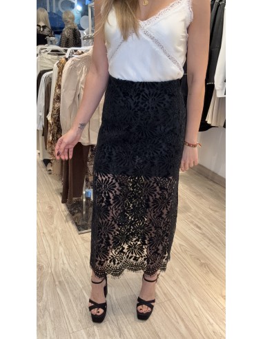 FALDA ENCAJE TERCIOPELO NEGRA 