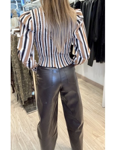 PANTALÓN POLIPIEL MARRÓN CHOCOLATE 