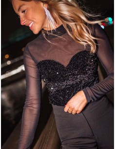 TOP LENTEJUELAS NEGRO 