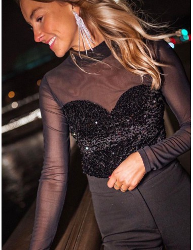 TOP LENTEJUELAS NEGRO 