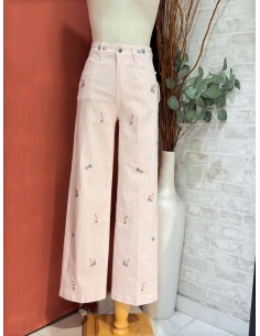 TEJANO RAYAS ROSAS Y FLORES BORDADAS 