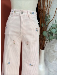 TEJANO RAYAS ROSAS Y FLORES BORDADAS  2