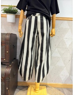 PANTALÓN BARREL NEGRO RAYAS 