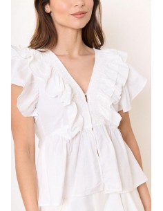 BLUSA PICO ABOTONADA BLANCA 