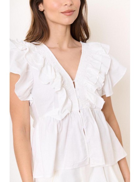 BLUSA PICO ABOTONADA BLANCA 