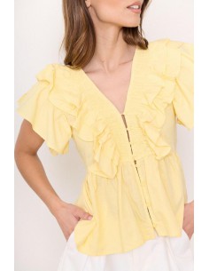 BLUSA PICO ABOTONADA AMARILLA 