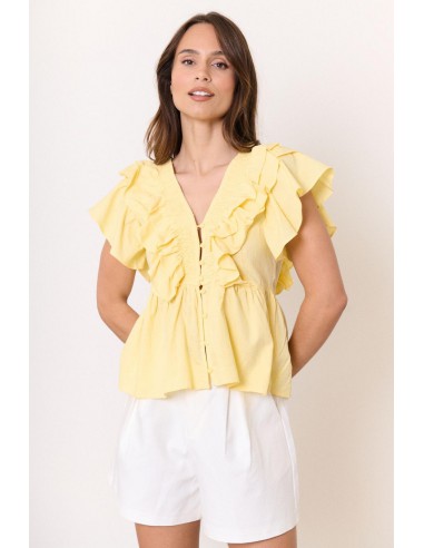 BLUSA PICO ABOTONADA AMARILLA 
