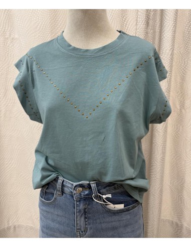 CAMISETA TACHAS TURQUESA 